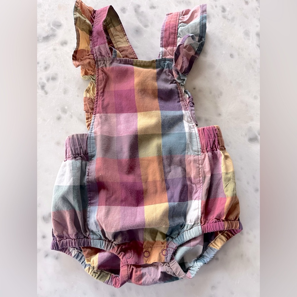 Tea collection colorful plaid romper